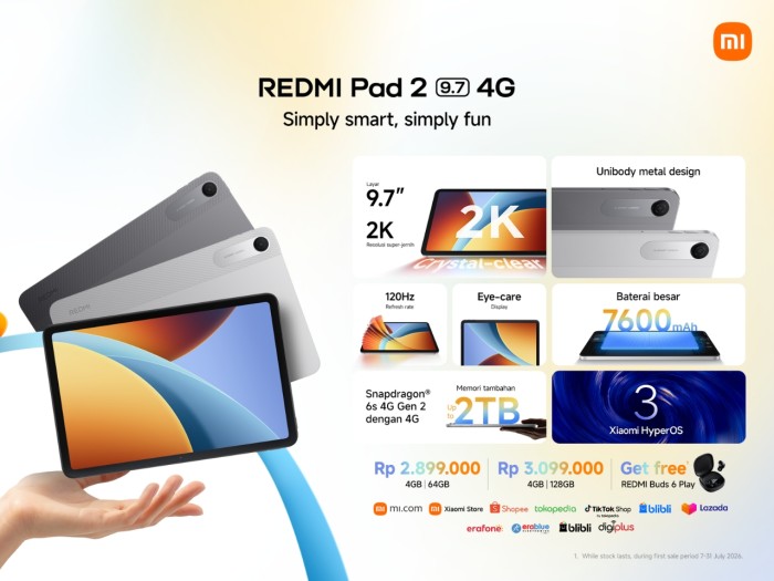 REDMI Pad 2 9.7 4G Resmi Hadir di Indonesia 2