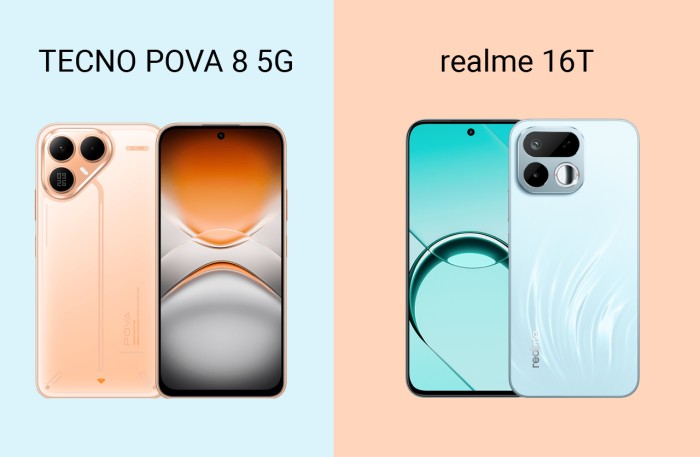 TECNO POVA 8 5G vs realme 16T