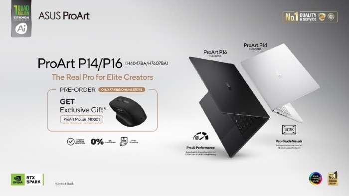 Pre-order ASUS ProArt P14 dan P16 Bertenaga NVIDIA RTX Spark - Promo